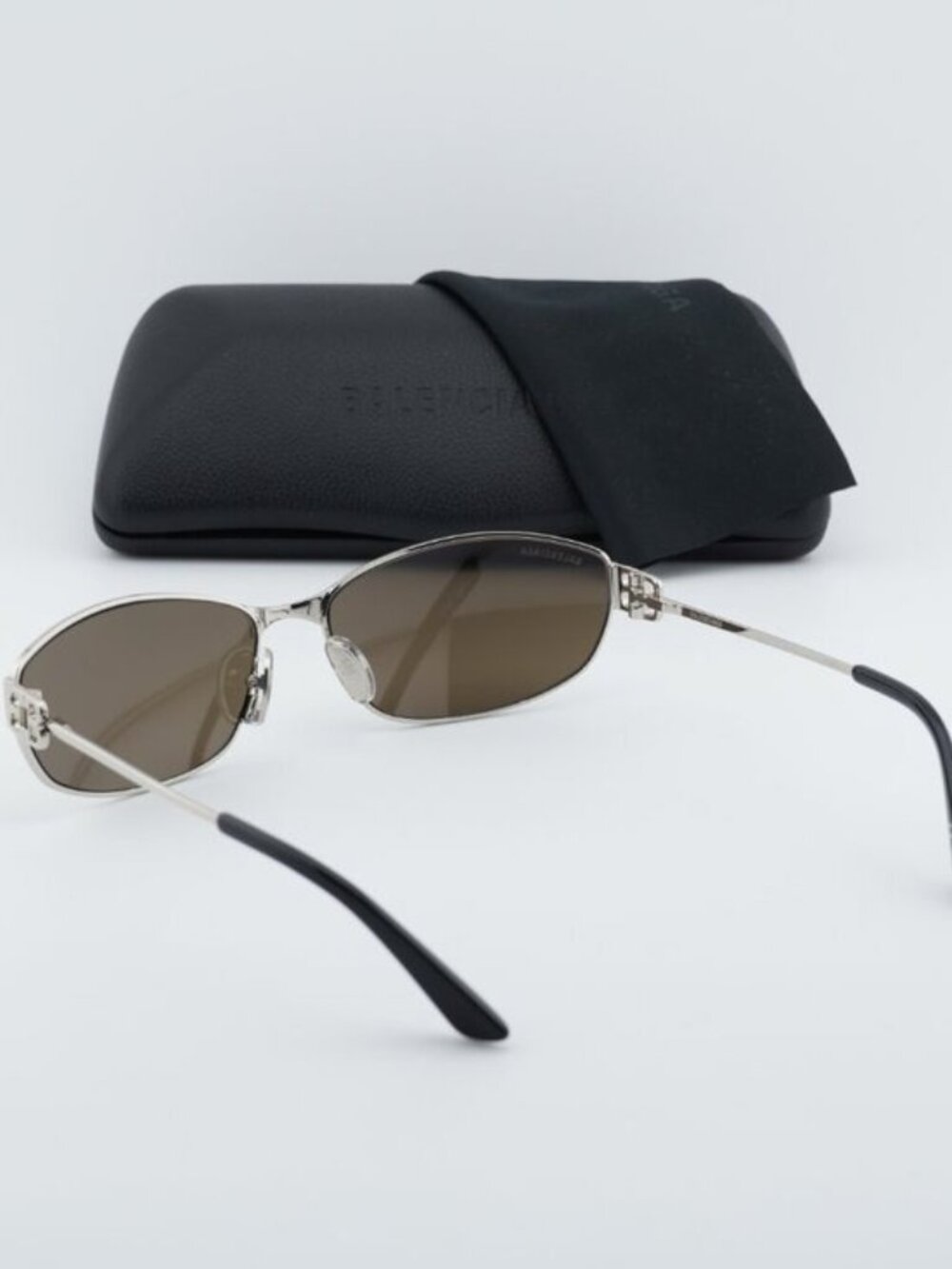 Balenciaga BB0336S 006 Unisex Oval Sunglasses - Silver / Mirror - Picture 11 of 11